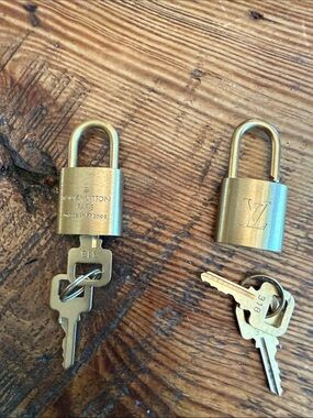 Louis Vuitton Brushed Gold Padlock Duo with Keys